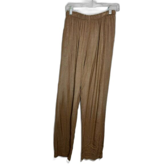 CP Shades Pants Women's Size Medium Brown Tan Rayon Pull On Elastic Waist Cozy - Picture 1 of 4